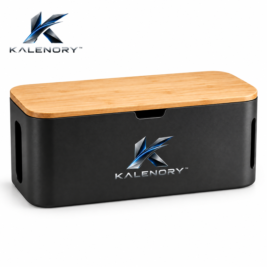 Kalrnory™ Cable Management Box – Power Strip & Cord Organizer with Ventilated Lid for Desks, Offices & Home Charging Areas