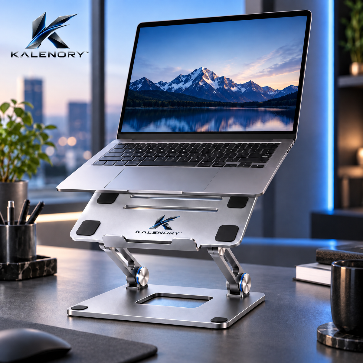 Kalrnory™ ElevateFold Adjustable Laptop Stand – Foldable Ergonomic Desktop Riser for Work, Study & Travel