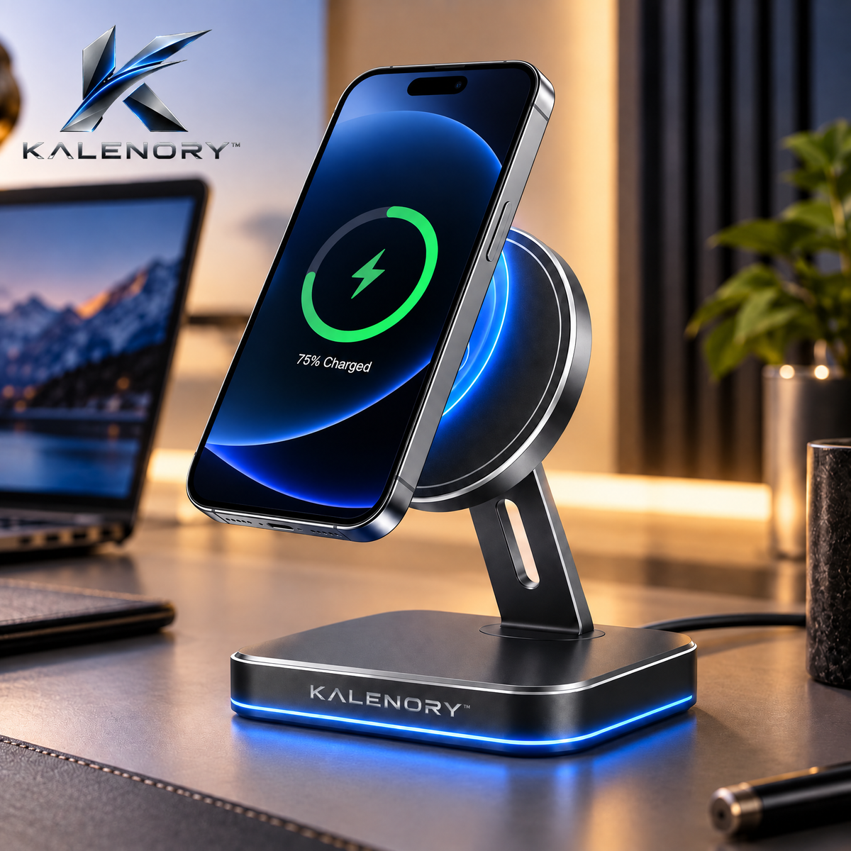Kalrnory™ 15W Slim Wireless Charging Pad – Fast Desktop Charger for Phones, Earbuds & Everyday Devices