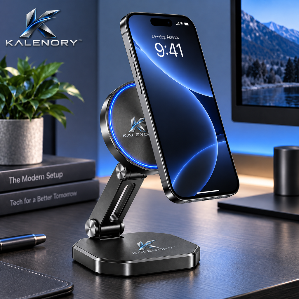 Kalrnory™ PocketFold Adjustable Phone Stand – Compact Fold-Flat Desktop Holder for Work, Travel, Video Calls & Everyday Viewing
