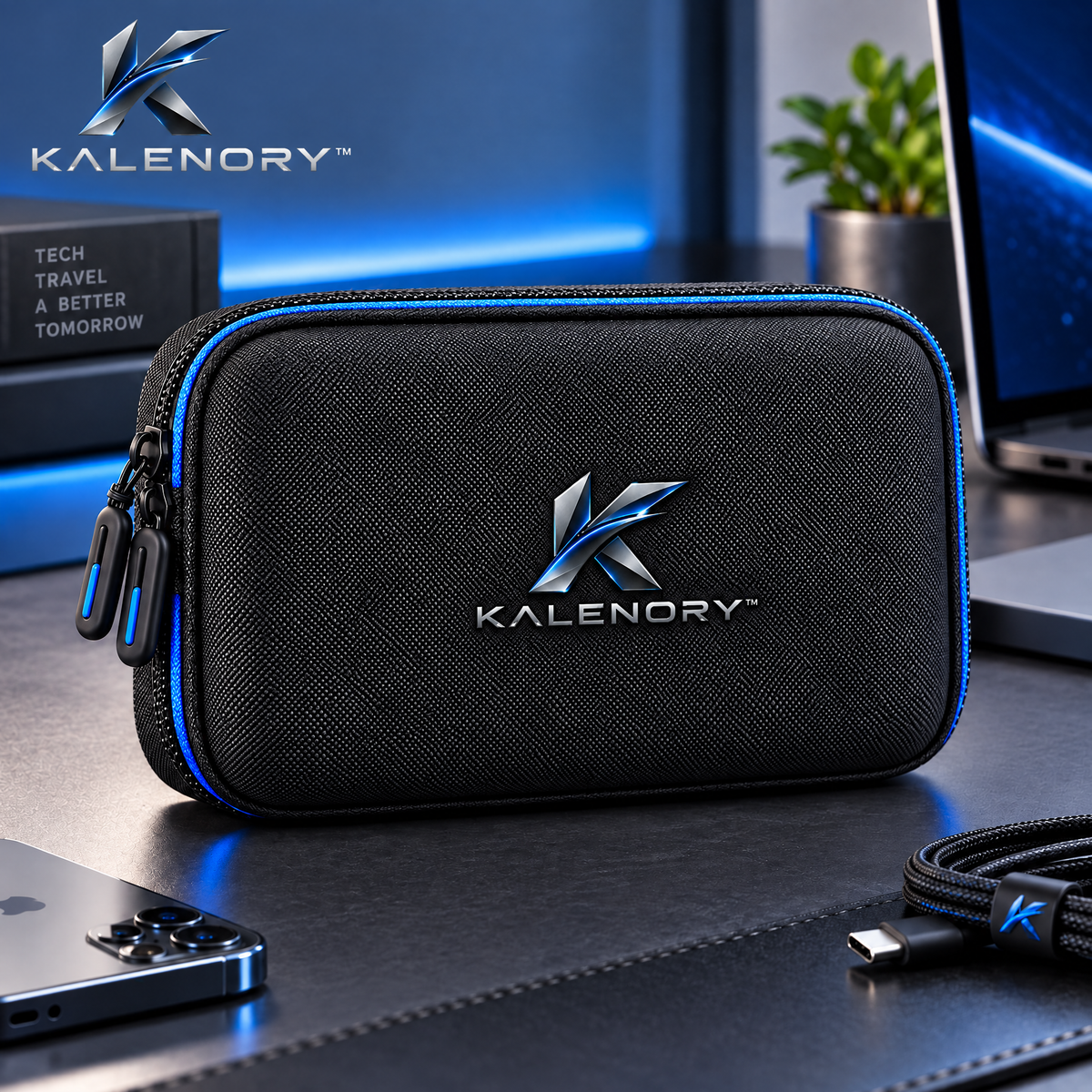 Kalrnory™ Travel Tech Organizer Bag – Multi-Layer Electronic Accessories Case for Cables, Chargers, Power Banks & Everyday Travel Gear