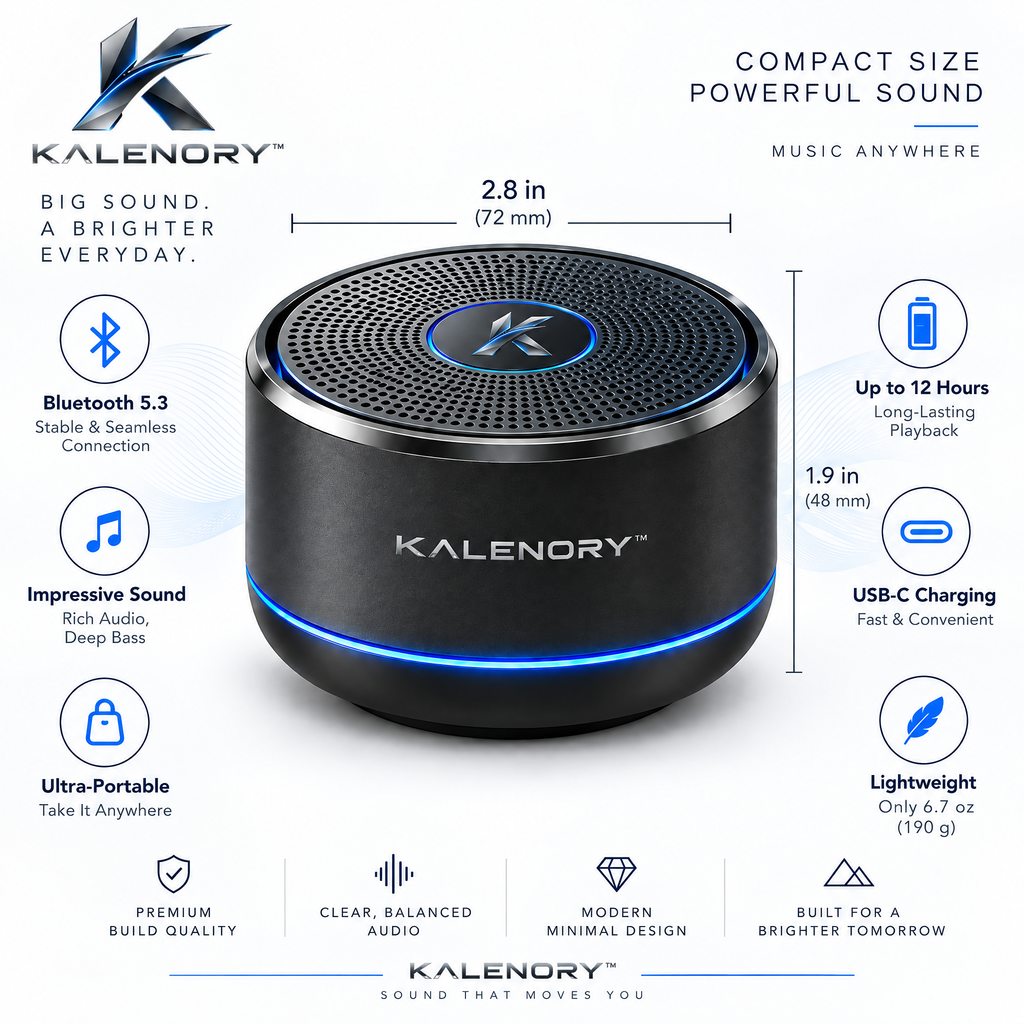Kalrnory™ PocketBeat Mini Wireless Speaker – Compact Portable Audio Speaker for Home, Travel, Desk & Outdoor Everyday Use