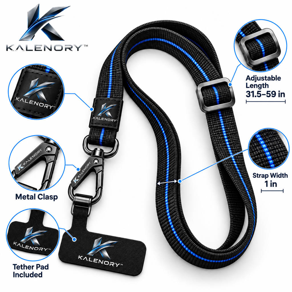 Kalrnory™ Adjustable Crossbody Phone Lanyard – Hands-Free Phone Strap with Universal Tether Tab for Travel, Work & Everyday Carry