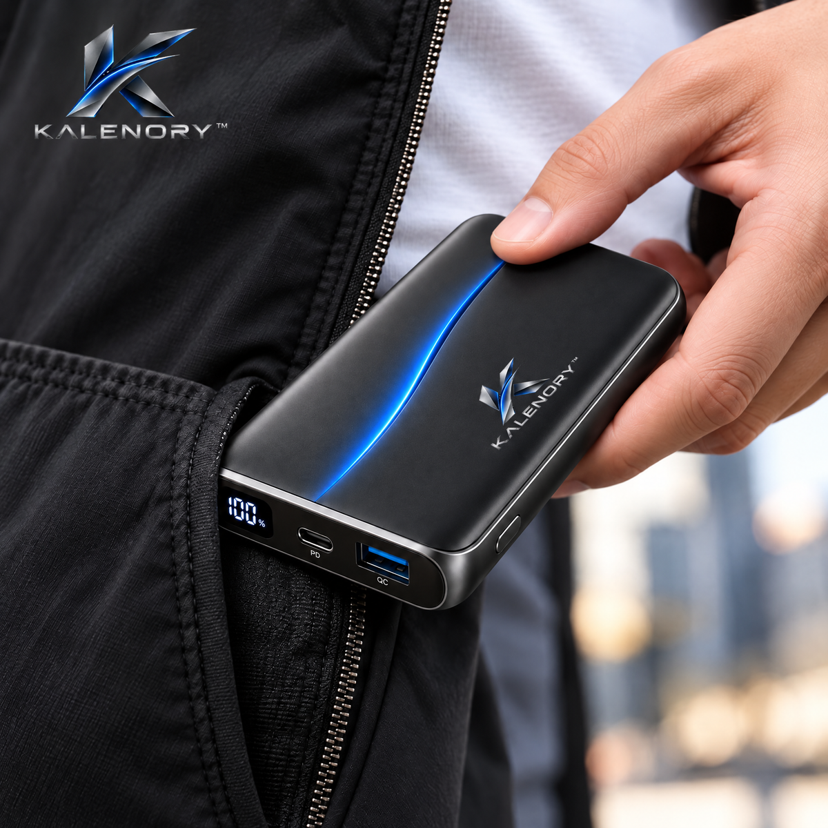 Kalrnory™ 10,000mAh Compact Portable Power Bank – 20W Fast-Charge Travel Battery with USB-C, Dual Output & Digital Power Display