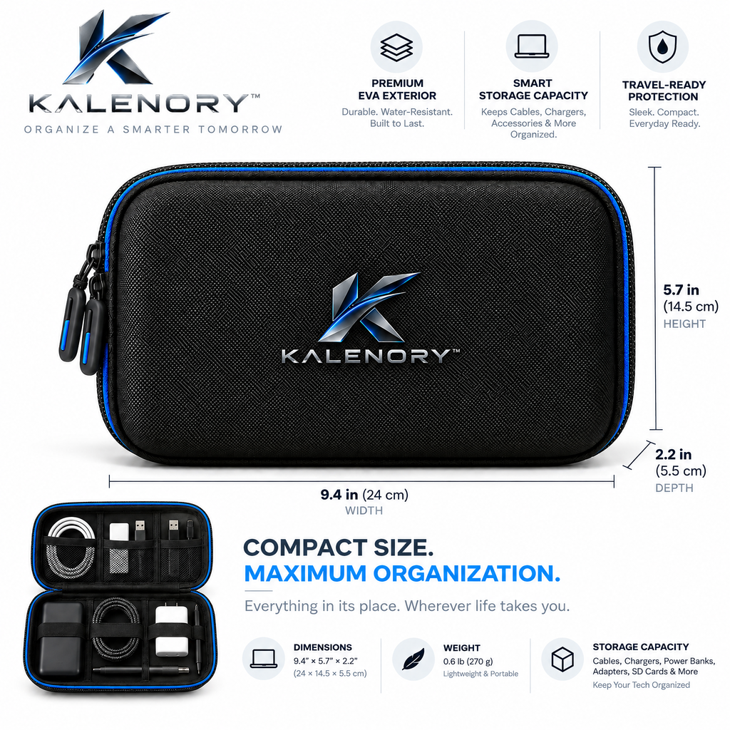 Kalrnory™ Travel Tech Organizer Bag – Multi-Layer Electronic Accessories Case for Cables, Chargers, Power Banks & Everyday Travel Gear