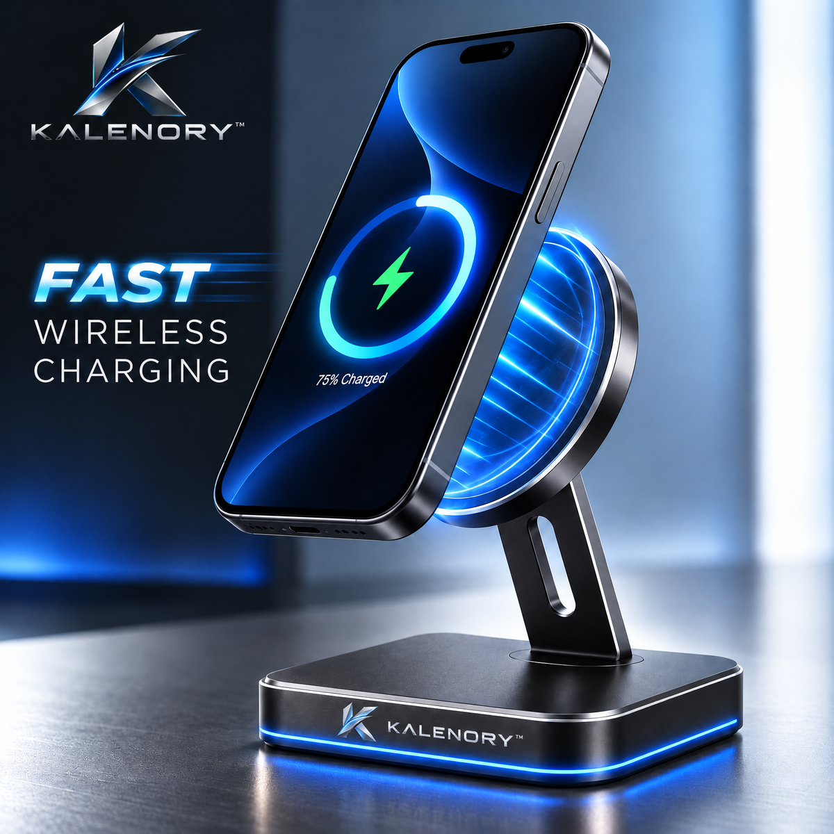 Kalrnory™ 15W Slim Wireless Charging Pad – Fast Desktop Charger for Phones, Earbuds & Everyday Devices