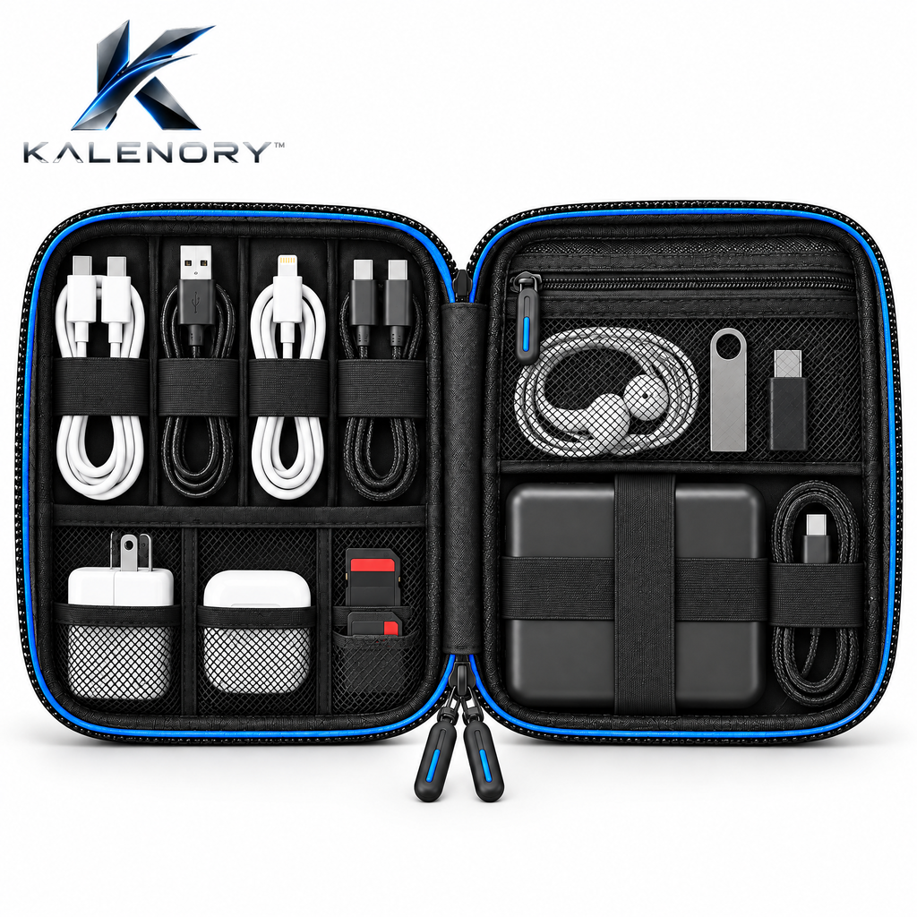 Kalrnory™ Travel Tech Organizer Bag – Multi-Layer Electronic Accessories Case for Cables, Chargers, Power Banks & Everyday Travel Gear