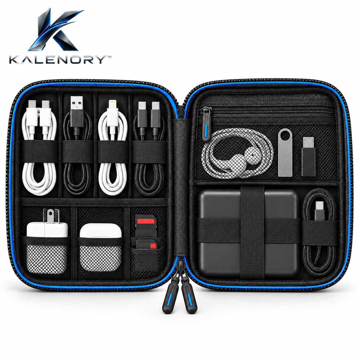 Kalrnory™ Travel Tech Organizer Bag – Multi-Layer Electronic Accessories Case for Cables, Chargers, Power Banks & Everyday Travel Gear