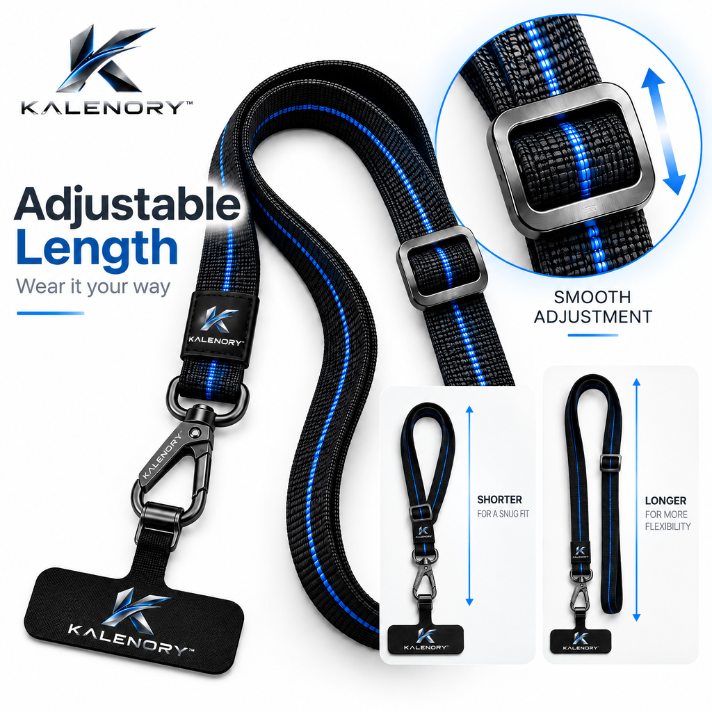 Kalrnory™ Adjustable Crossbody Phone Lanyard – Hands-Free Phone Strap with Universal Tether Tab for Travel, Work & Everyday Carry