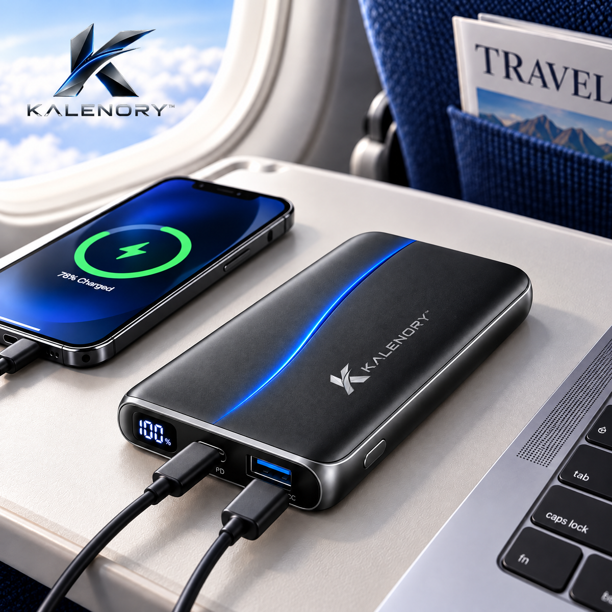Kalrnory™ 10,000mAh Compact Portable Power Bank – 20W Fast-Charge Travel Battery with USB-C, Dual Output & Digital Power Display