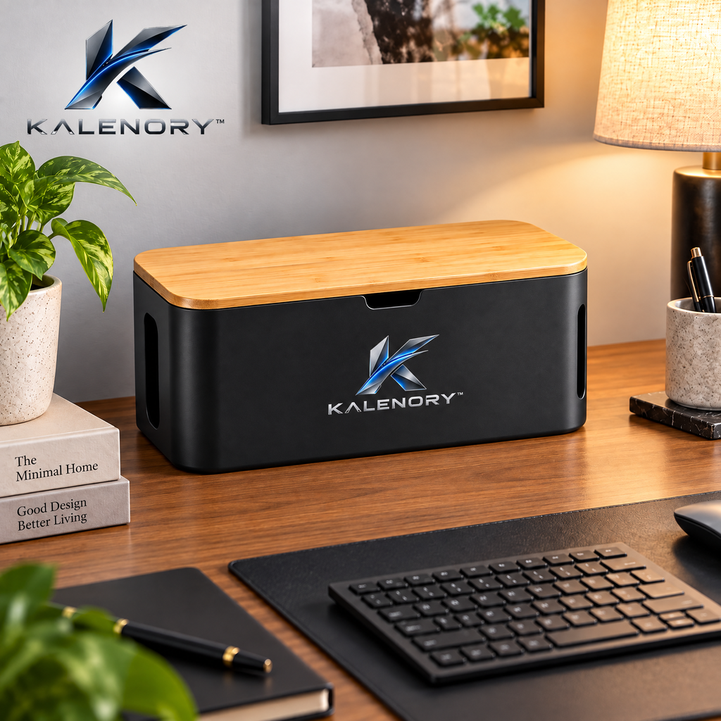 Kalrnory™ Cable Management Box – Power Strip & Cord Organizer with Ventilated Lid for Desks, Offices & Home Charging Areas