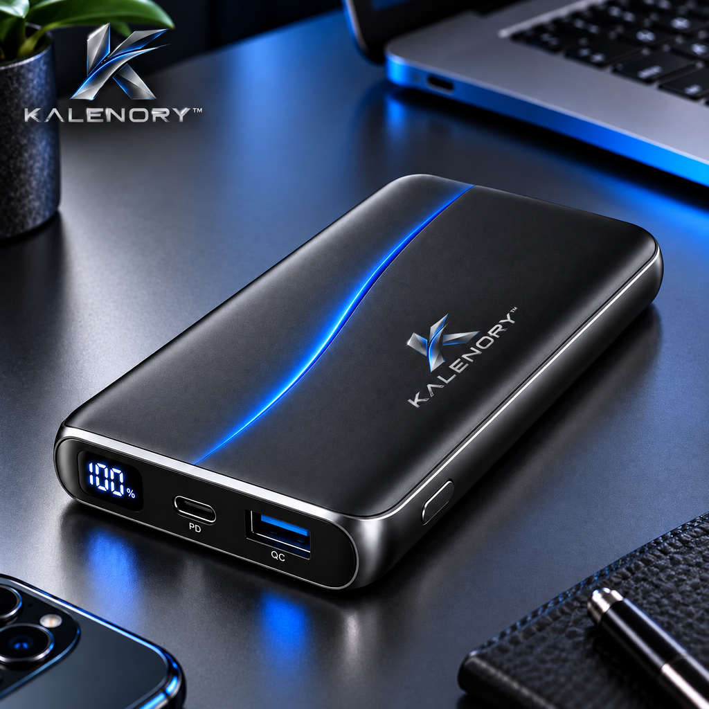 Kalrnory™ 10,000mAh Compact Portable Power Bank – 20W Fast-Charge Travel Battery with USB-C, Dual Output & Digital Power Display